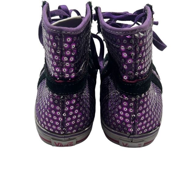 Vans Purple Sequin Lace Up Kids Sneakers Purple High Cut Size 3.5 - Picture 6 of 14